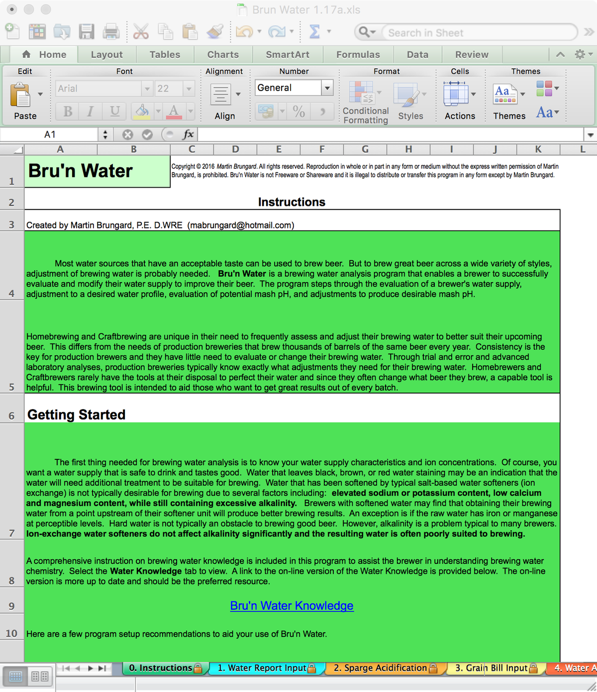 Bru'n Water Free Spreadsheet v 1.17a Instructions Page